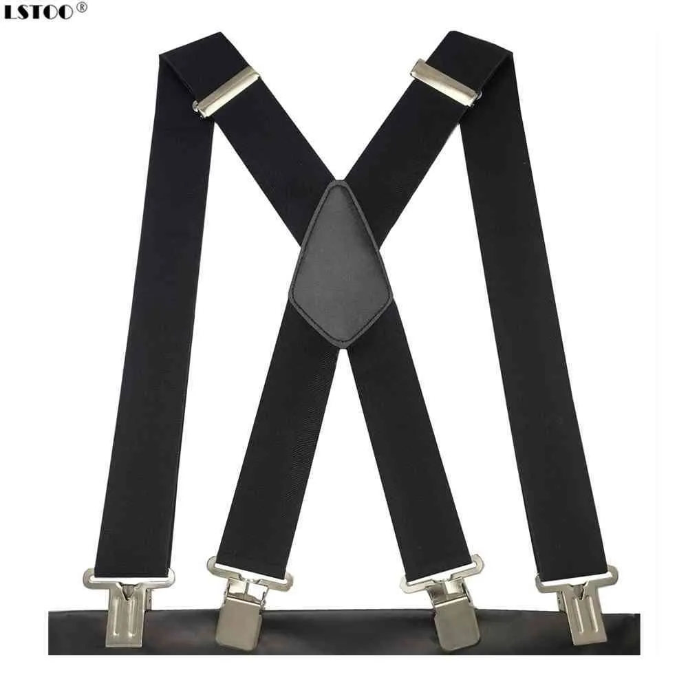 Plus Size 50mm Brede Mannen Bretels Hoge Elastisch Verstelbare 4 Sterke Clips Jarretel Zware X Terug Broek bretels 2306