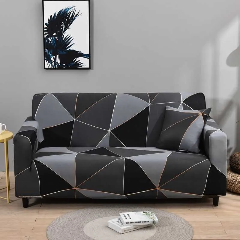 Geometrischer elastischer Sofabezug für Wohnzimmer, Eckbezug, Couch-Stuhl-Schutz, Heimdekoration, 1/2/3/4-Sitzer 210723