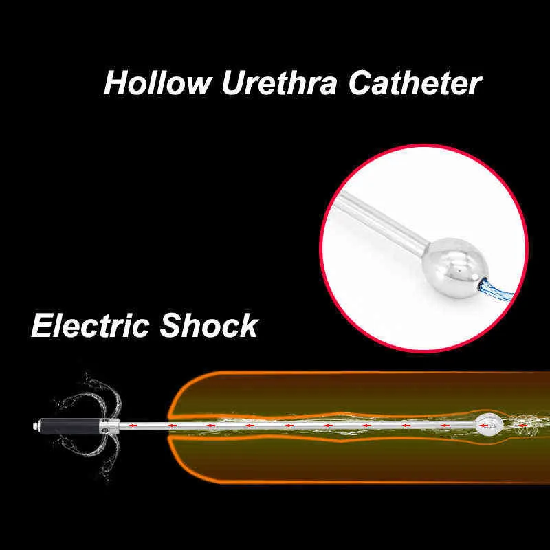 Nxy cockhings 2021 electro shock mannelijke urinekatheter holle metalen penis dilator urethra plug elektrische massager SM-tool seksspeeltjes voor mannen 1124