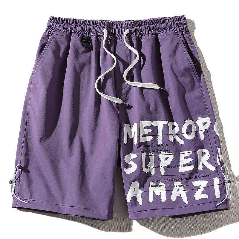 Single Road Mężczyzna Deska Surf Shorts Men 2021 Summer Pniem Pomarańczowy Hip Hop Japoński Streetwear Harajuku Mężczyzna Plaża Spodenki dla mężczyzn G1209