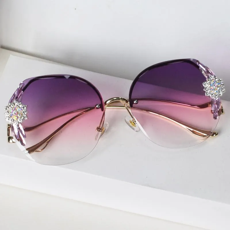 Sonnenbrille unregelmäßige Mode randlose Luxus Frauen Marke Designer Bling Strass -Sonnenbrille Vintage Shades Gafas de Sol214p