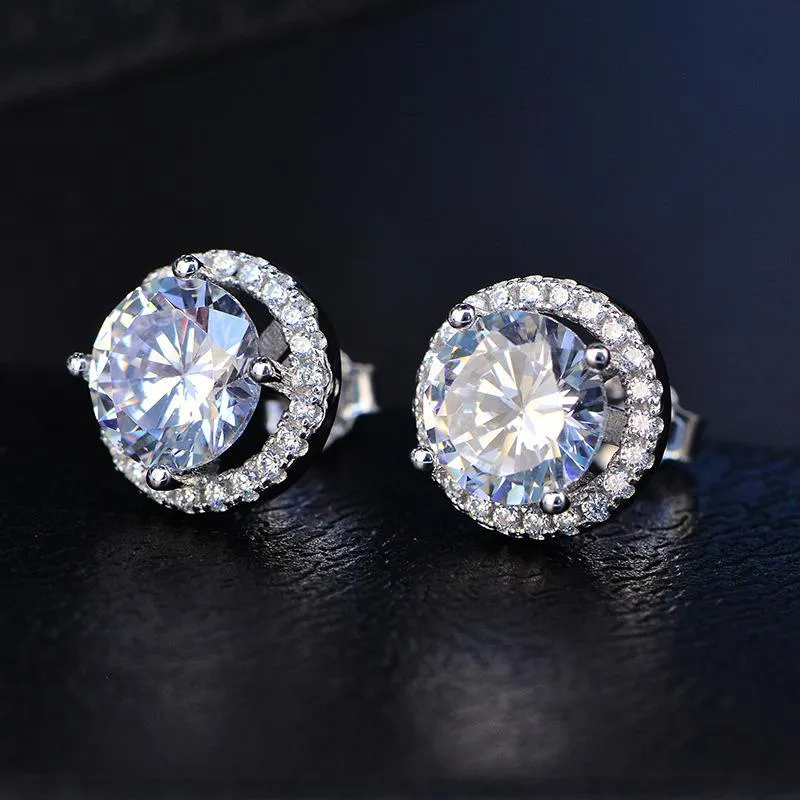 Klassische Weibliche Erstellt Moissanite Diamant Stud Ohrringe Für Frauen Mode 925 Sterling Silber Hochzeit Schmuck Earring292i