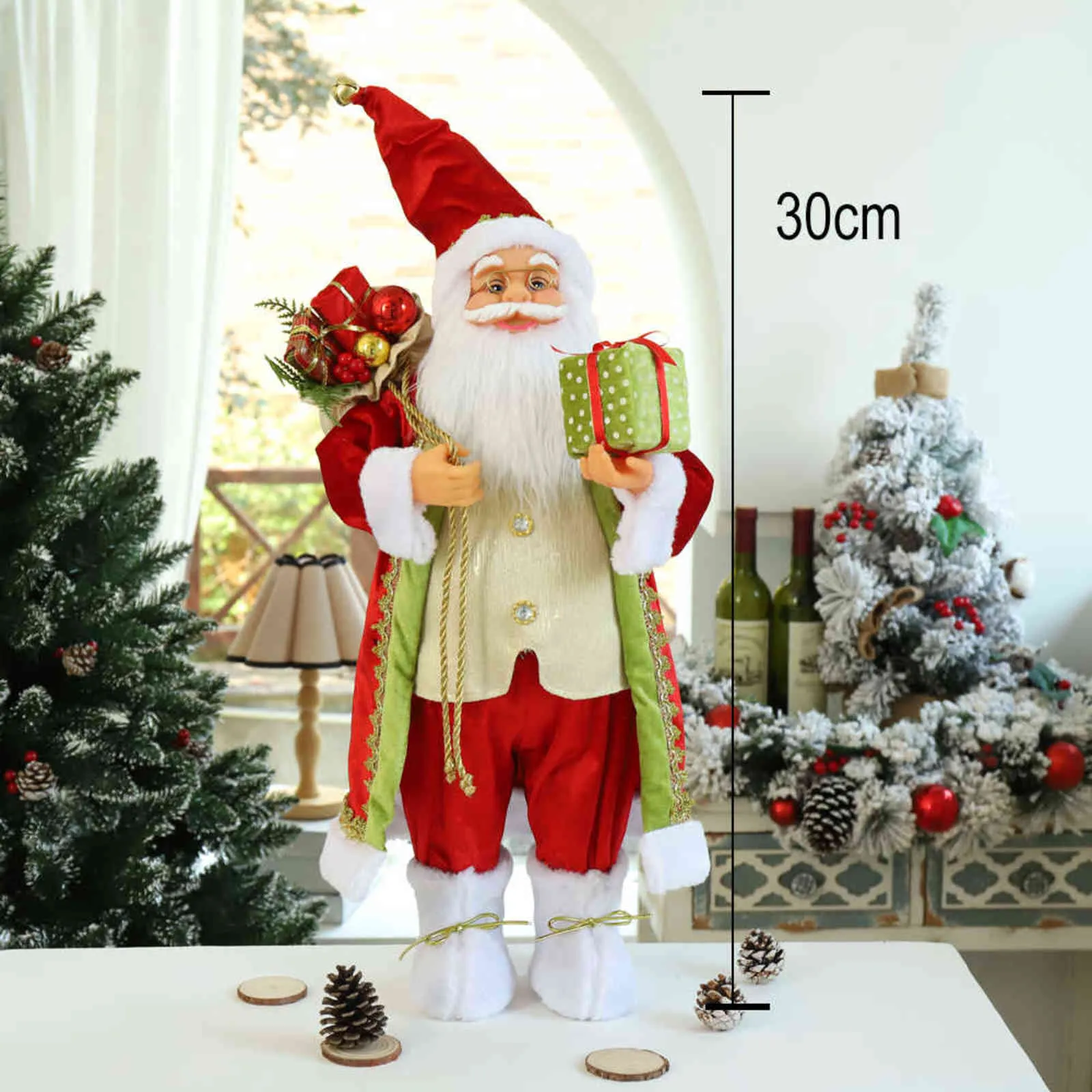 Kerstversiering voor thuisjaar 2022 25 Stijl Hoogte 30 cm Santa Claus Doll Kindergeschenken Venster Ornamenten Navidad 211104