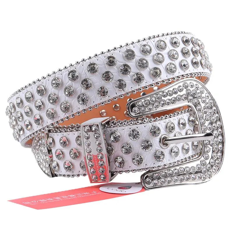 Belts Silver Rhinestone Belt Genuine Leather Strap Men Designer Bling With Diamonds Luxury Studded Y2k Waist Cinto Feminino210x