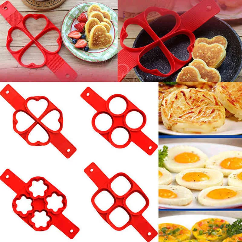 Pancake Non-stick Silicone Mold Cooking Tool Round Center Machine Egg Rice Cooker Flip Kitchen Baking 210423