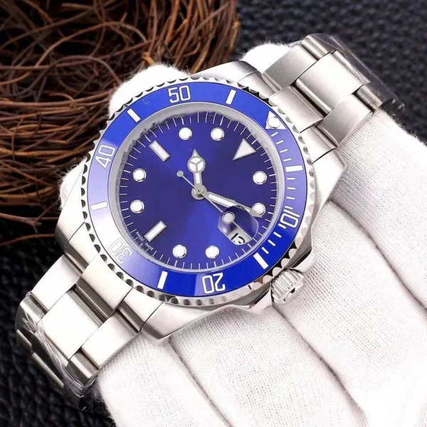 Montre mécanique automatique de qualité supérieure en acier inoxydable bleu noir 40mm montres-bracelets Super lumineux Montre De Luxe montres
