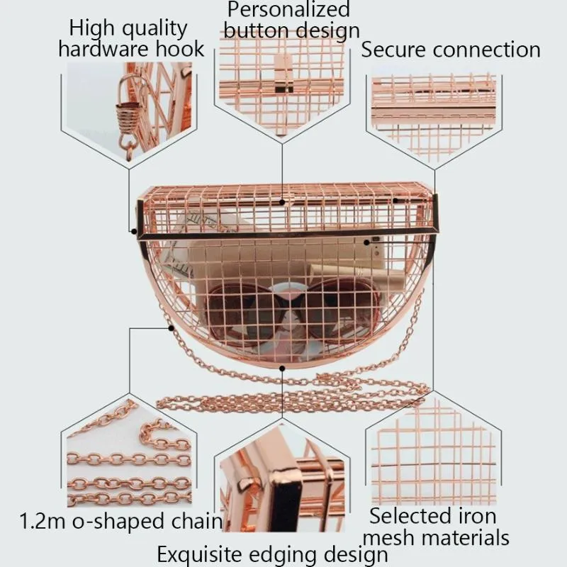 패션 메탈릭 중공 아웃 클러치 가방 여자의 이브닝 어깨 크로스 바디 백 지갑 케이지 핸드백 파티 porm234w