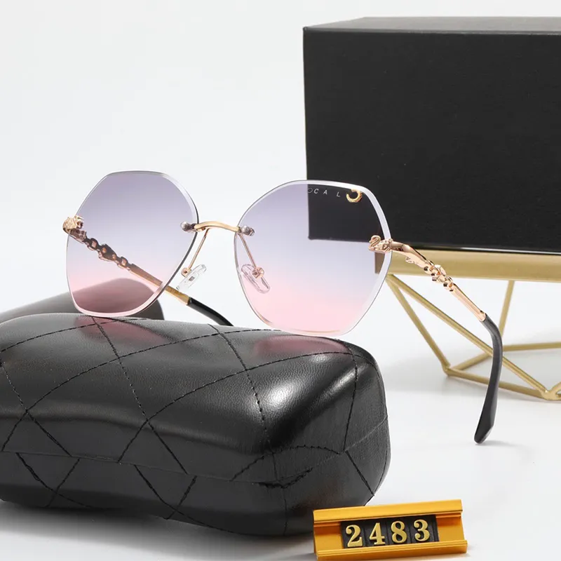 Glasses Womens Sunglasses Women Eyeglass Mens Luxury Men Fashion Gradient Frameless Swan Letters With Box Jariser246o