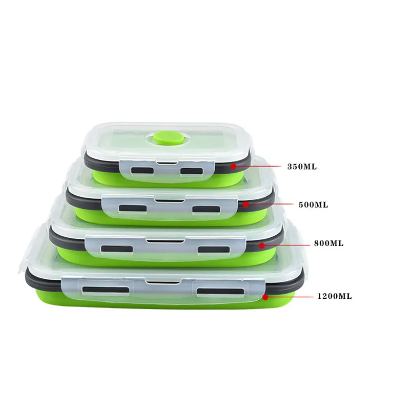 A Free Silicone Collapsible Outdoor Lunch Box Food Storage Container Eco-Friendly Microwavable Portable Picnic Camping 220217