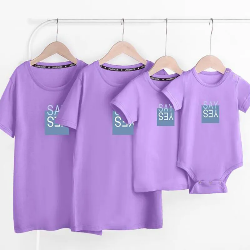 Zomer printen familie look matching outfits t-shirt kleding moeder vader zoon dochter kinderen baby korte mouw 210429