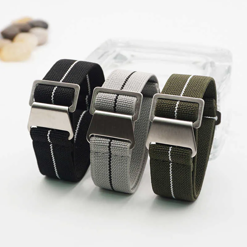 22 mm Nato-Zulu-Uhrenarmband mit elastischem Nylongürtel, 20 mm Fallschirmtaschen-Uhrenarmband, französisches Truppenarmband, schwarzes rotes Armband, Uhrenarmband H3018212