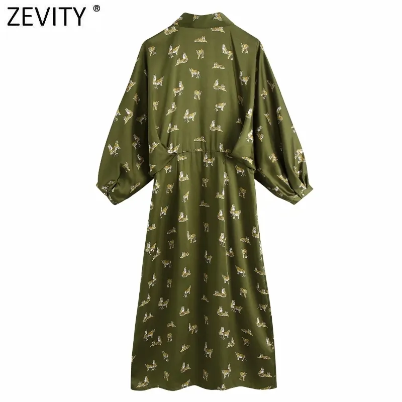 Frauen Vintage Tierdruck Batwing Sleeve A Line Hemd Kleid Weibliche Tiger Muster Casual Slim Kimono Vestidos DS5070 210420