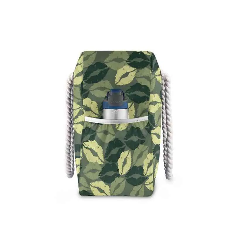 Shopping Bags Women's Beach Bags Camouflage With Kissing Lips Handbags Women Nylon Tote Shoulder Bags High-Quality Large Capacity Shopping Bag 220310