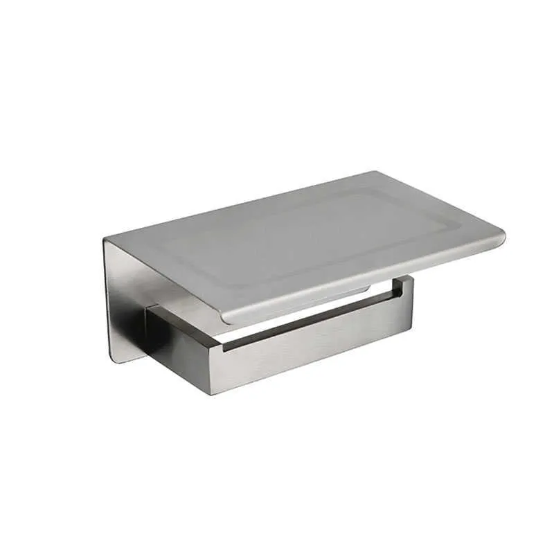 White &Mirror Chrome Polished Black Brushed Stainless Steel Toilet Paper Holder Top Place Things Platform 4 Choices 210720