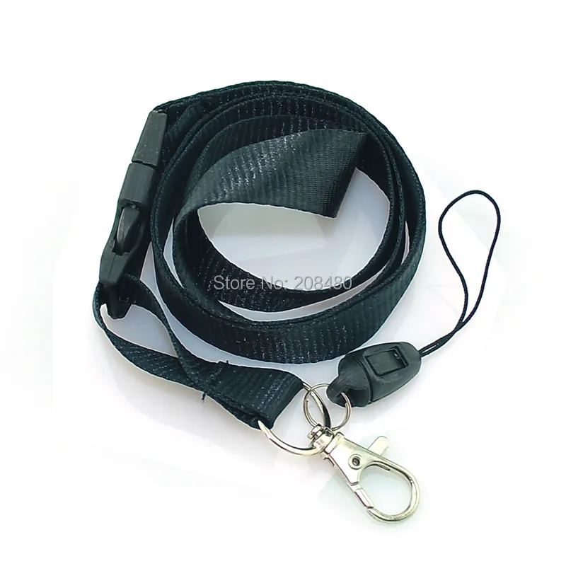 Vanlig svart färg lanyard nyckelring halsband mobilhållare ID-märkehållare nackremmar snoddar 12st / mycket hel