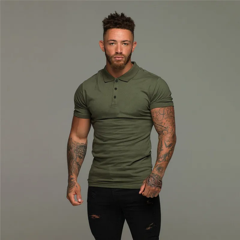 Ny märke polo skjorta mens casual mode andningsbar bomull polo tshirt män affärer kort högkvalitativ gym fitness poloshirt männen 210421