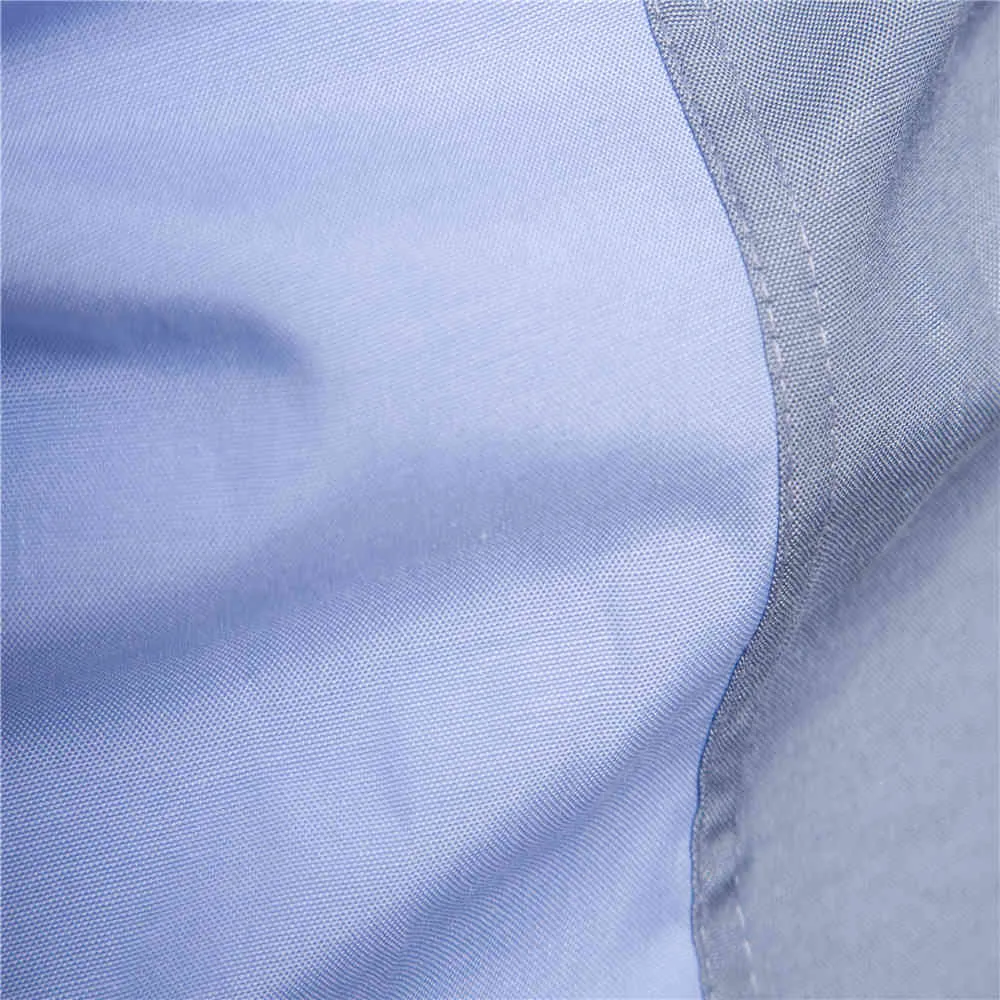 Business Slim Fit Mens Dress Shirt Casual Patchwork Button Men Long Sleeve Shirts Fashion Design Male Top Blouse Chemise 210524