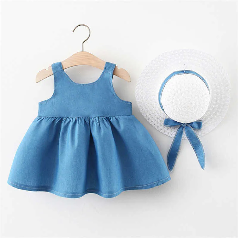 Robe Summer Denim Bowknot Sundress Baby Girl Vêtements Enfant es pour filles 6-24M 210528