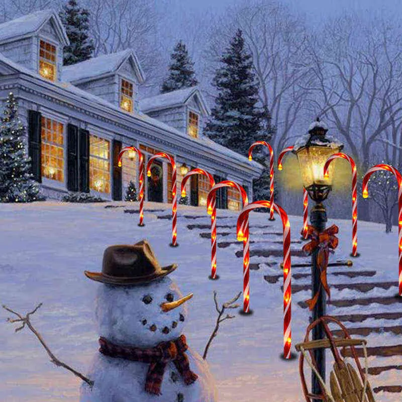 Zuckerrohr-LED-Licht, Weihnachtsbeleuchtung für den Garten, Weg, Weihnachten, Navidad, Weihnachtsdekoration für Zuhause, Zuckerstangen-Licht, Jahresdekoration 211104