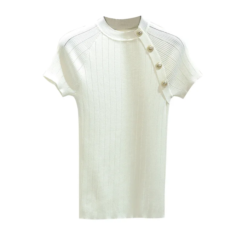 Frühling und Sommer Stil Mode Frauen Tops Schlank INS Einfache Weißes hemd Eis Seide Kurzarm bluse Weibliche 8783 50 210427