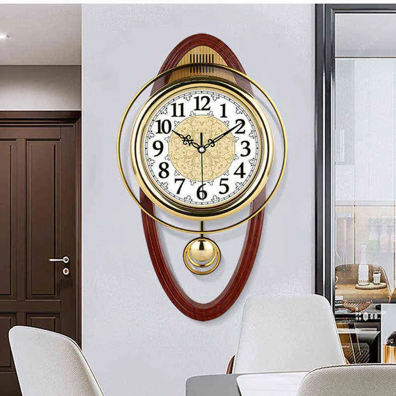 Große Vintage Wanduhr Luxus Pendel Einfache Stilvolle Wohnzimmer Uhren Nordic Kreative Wand Uhren Horloge Wohnkultur C60ZB 211110