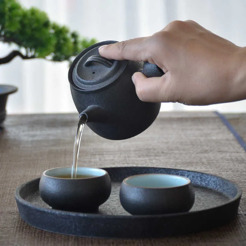 LUWU Seramik Kyusu Çaydanlıklar Çin Kung Fu Çay Tencere Drinkware 270ml 210621