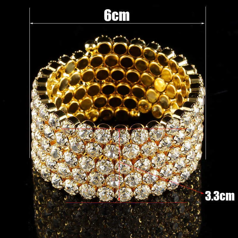 TDQUEEN Bangles Big Crystal Bracelet Gold Color Women Fashion Jewelry 5 Rows Spiral Bridal Wedding Upper Arm Bracelets Bangles (5)