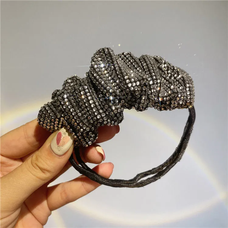 Shiny Crystal High Sense Hair Band South Korea Dongdaemun Temperament Female Lazy Bun Hair Ornament Rhinestone Updo Gadget2954329