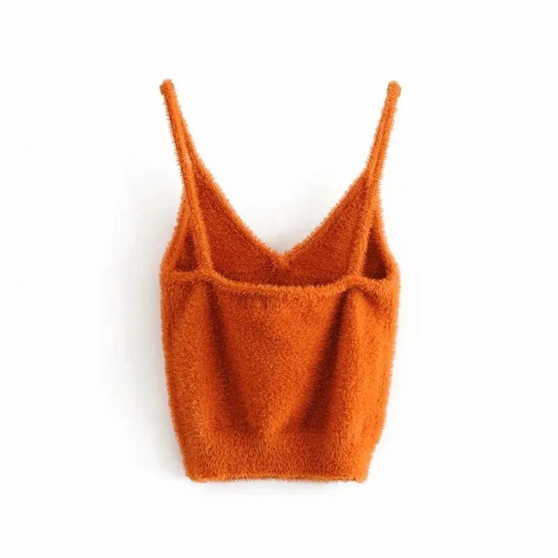 Vintage Chic Orange Camis Tops Frauen Mode Strap Tops Unterwäsche Weibliche Chic Leibchen 210520
