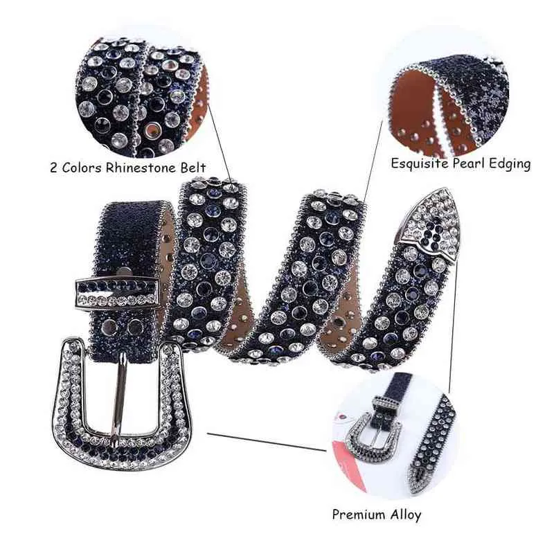 Luxe Designer Bling Rhinestone Riem Crystal Studded Western Cowboy Riem voor Vrouw Mannen Mode Cinto de Strass Ceinture AA220312