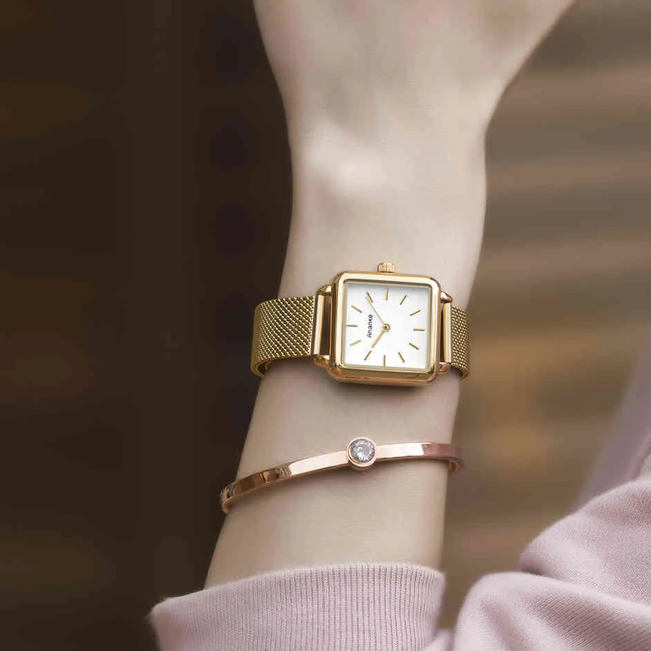 Ananke Luksusowa marka marka kobiet swobodna sukienka kwarcowa zegarek damski bransoletka zegarki mody stal nierdzewna UHR 210325246W