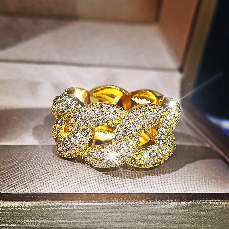 DIWENFU-Anillo de compromiso de oro de 14K para hombre y mujer, joyería de plata fina 925, joyería de boda, anillo de oro de plata esterlina