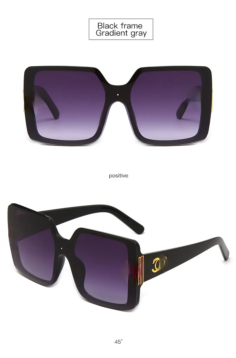 Metallic Solglasögon Snygg Design Luxury Women's Large Frame Square Glasses