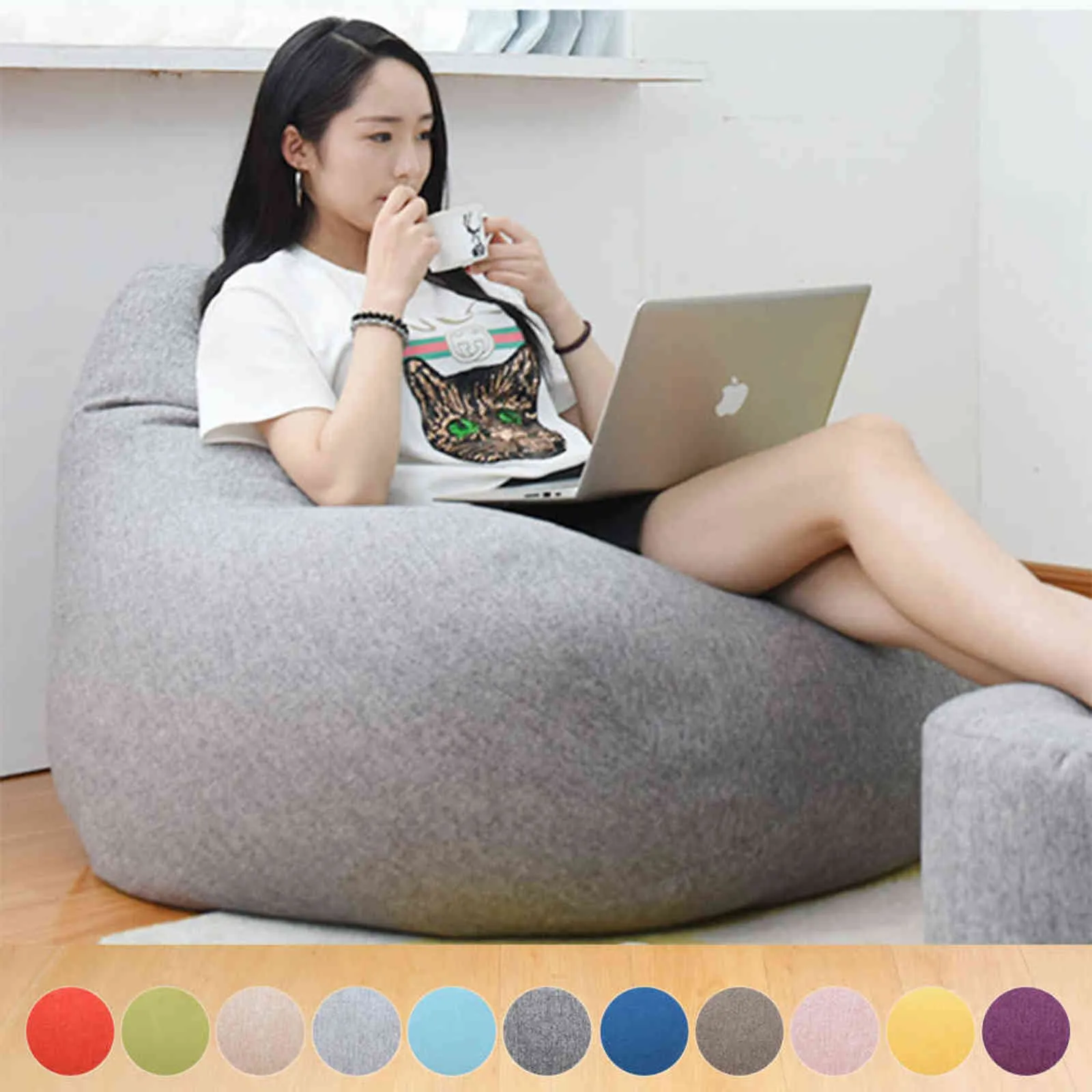 Bean Bag Chace Cover Lazy Beanbag soffor Cover utan fyllmedel Lounger Seat Bean Bag Puff Asiento Couch Tatami Stolar täcker 211102