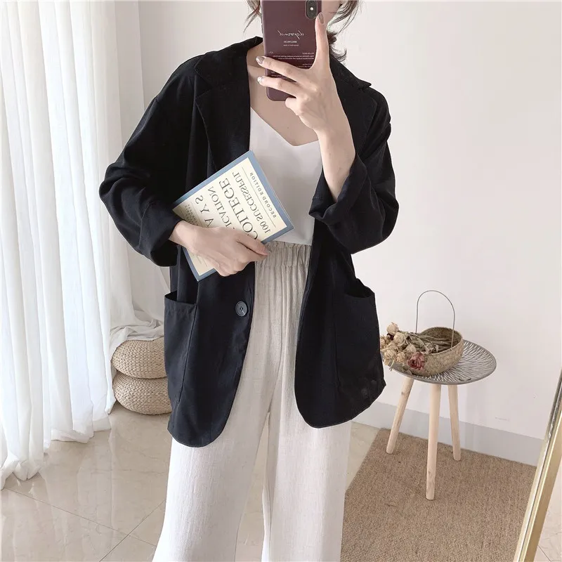 Blazer de manga larga para mujer, diseño de nicho con sentido para mujer, tops de principios de verano, traje suelto salvaje informal coreano para mujer PL172 210506