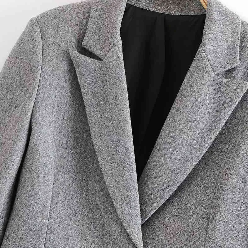 Kvinnor Höst Office Lady Wool Blandningar Ytterkläder Långärmad Singelknapp Solid Kvinna Elegant Street Coats Kläder 210513