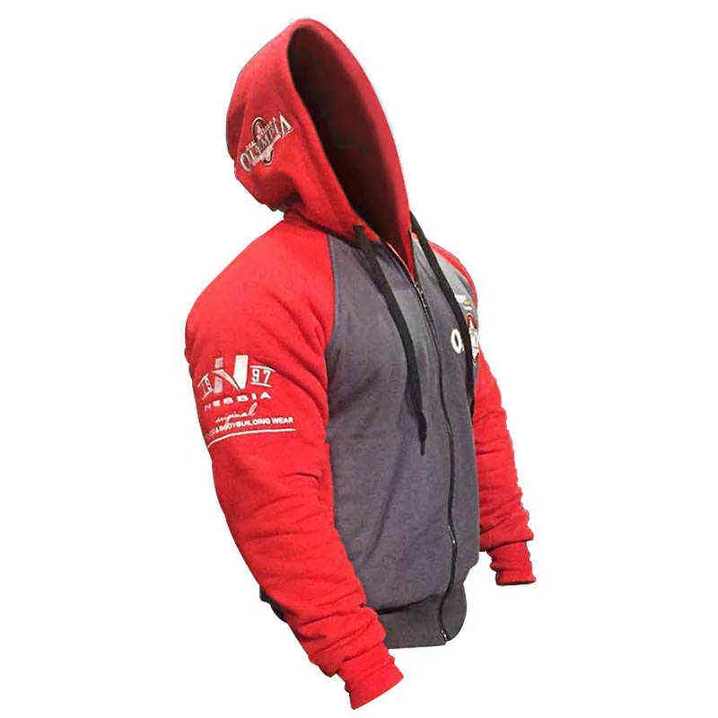 OLYMPIA Mens zipper Hoodies Fashion Casual male gyms fitness Bodybuilding cotton Sweatshirt sportswear Brand top coat 211106