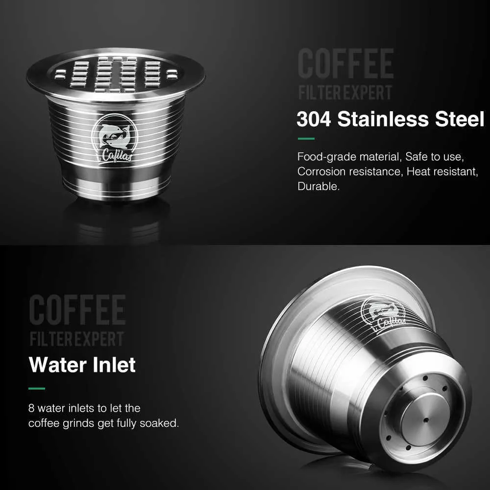 ICafilas återanvändbart kaffefilter för Nespresso-maskin med manipulering av rostfritt stål kapsel Nospresso 211008