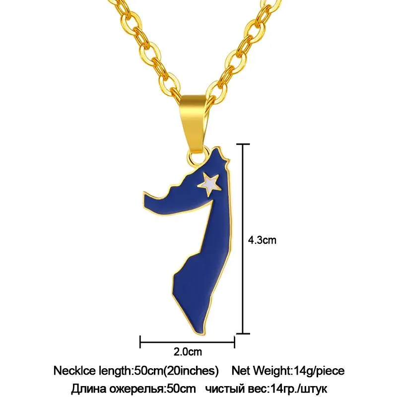 Pendant Necklaces Classic Africa Gold Color Somalia Map& Flag Necklace For Women men Jewelry Bijoux Femme321k