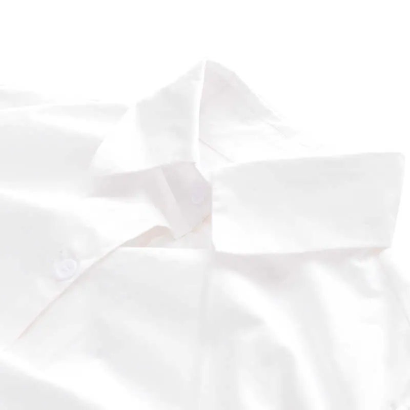 [DEAT] Primavera Verano moda Tops blanco suelto manga larga de un solo pecho Turn-down Collar blusa mujer 13Q348 210527