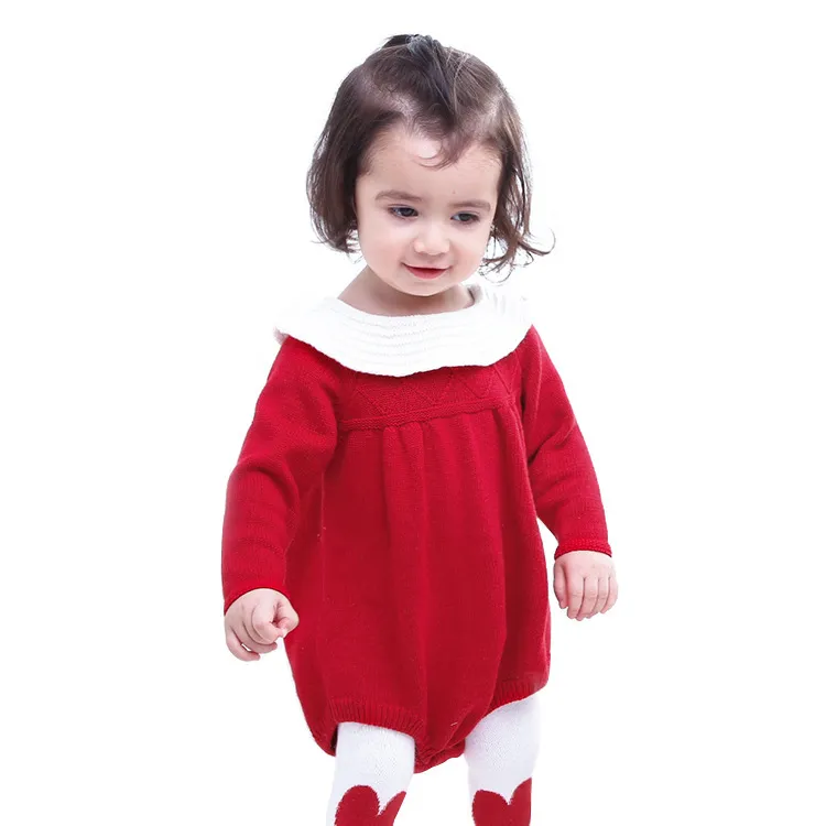Combinaison tricotée vêtements pour bébés doux à manches longues en laine barboteuse ouverte