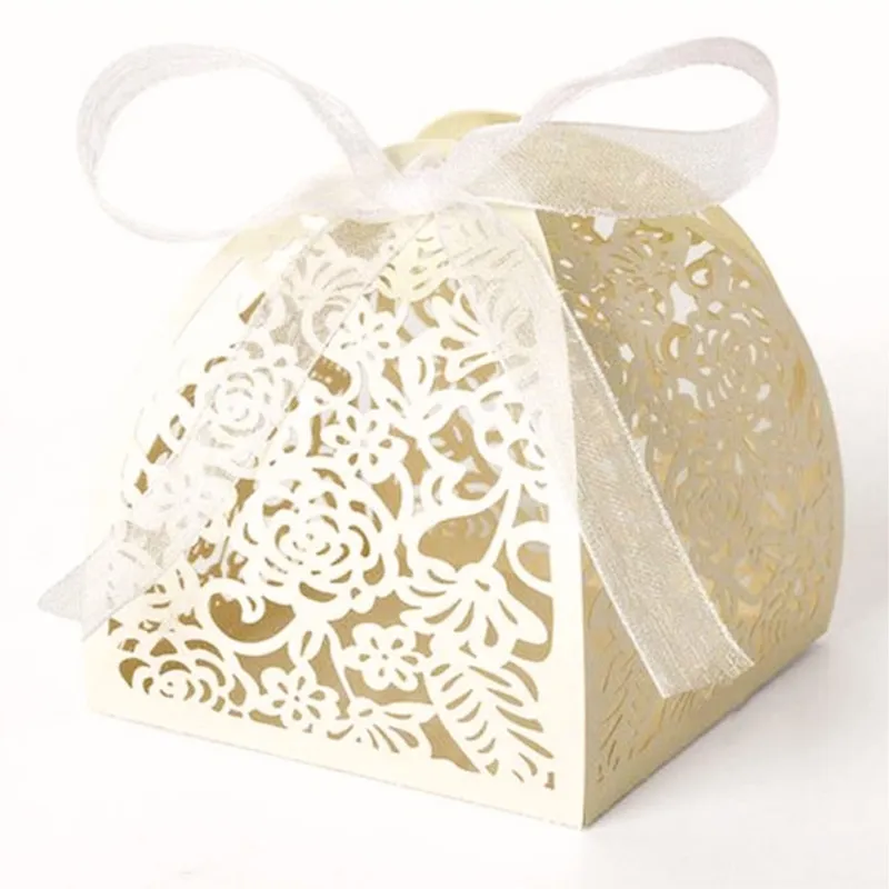 50 100 pezzi di fiori tagliati al laser confetti matrimoni, scatole di caramelle, regalo di nozze ospiti, bomboniere e regali Deco Mariage, scatola di cioccolatini 2102549