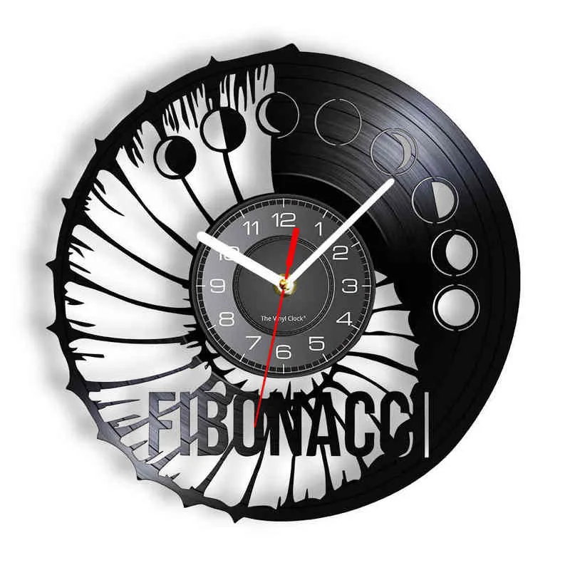 Fibonacci Spiraal Vinyl Record Wandklok Fibonacci Sequence Silent Clock Sacred Geometry Artwork Math Science Actional Cadeau H1230