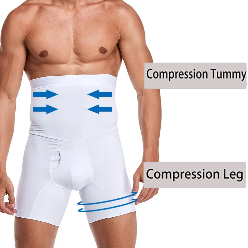 Hommes Body Shaper Compression Shorts Minceur Shapewear Taille Formateur Ventre Contrôle Culotte Modélisation Ceinture Anti Frottement Boxer Pants275m