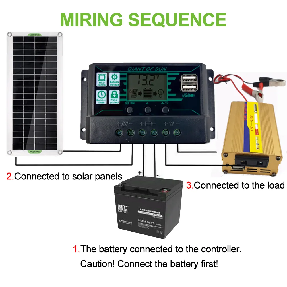 Sistema solare a 220 V -POWER 50W -pannel 500 W Inverter 60A Controller Kit Pannello Caricatore della batteria -A239M