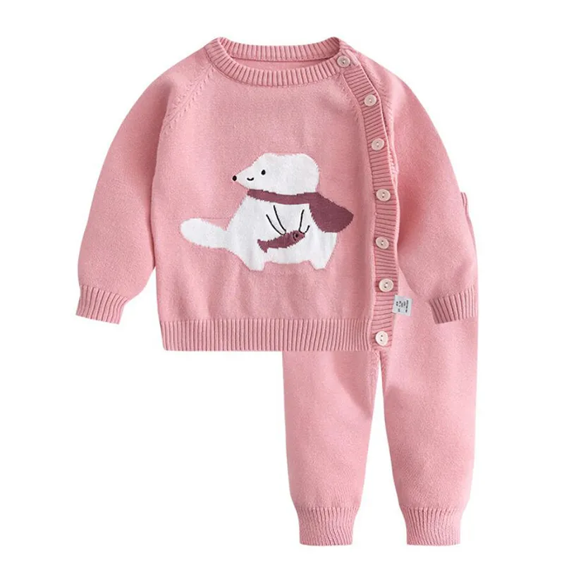 Babyjongen meisje kleding sets lente herfst solide geboren kleding lange mouw tops + broek outfits casual pyjama 210521