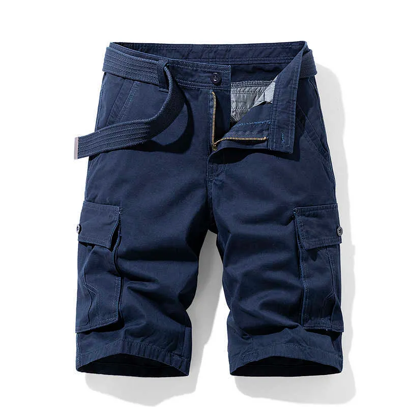 2021 New Spring Uomo Cotone Cargo Pantaloncini Abbigliamento Estate Casual Pantaloni Bermuda Moda Spiaggia Pantaloni Los Cortos Cargo Short Uomo X0705