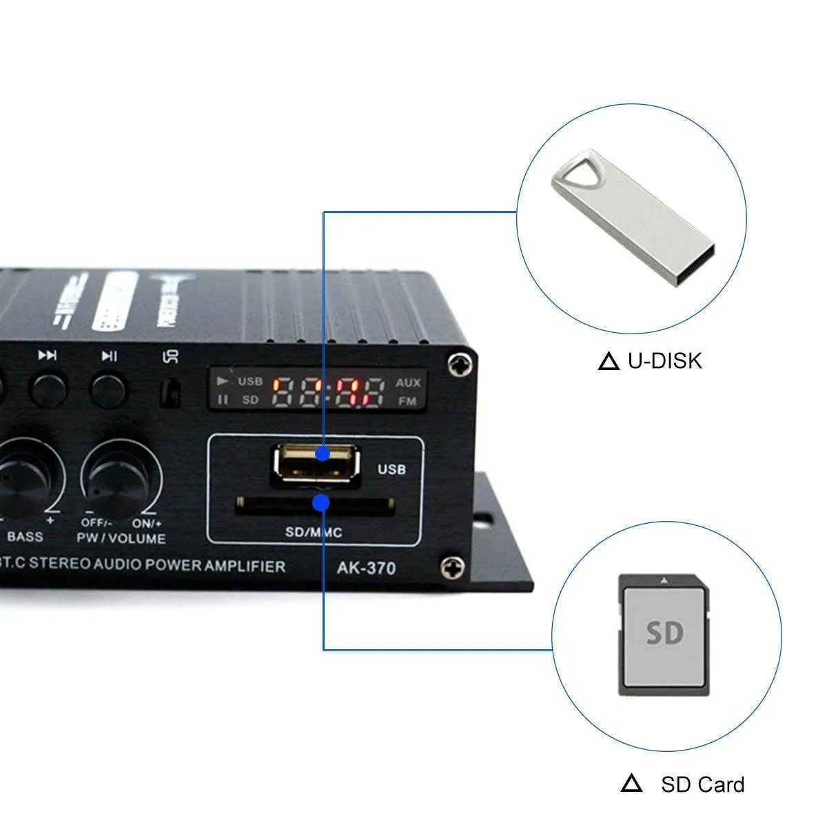 400W Car Power Amplifier 2 CH Hifi Home Subwoofer o Amp Stereo Sound Speaker bluetooth Remote Control Support 2110115220944