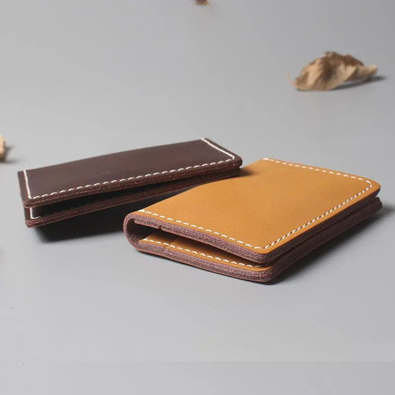 Card Holders Designer Minimalist Genuine Leather Holder Id Bus Wallet Handmade Case266K