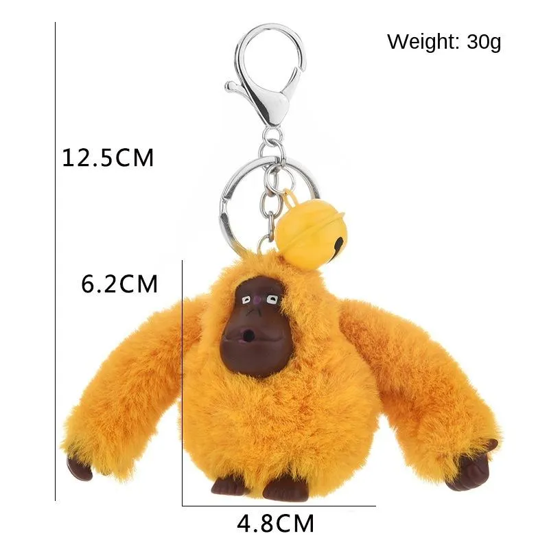 Keychains nyckelkedja kvinnor Monkey Animal Doll Toy Bag Pendant Decoration Fluffy Fuzzy Accessory Buckle Ring Hook Kids Like Holder F189Q